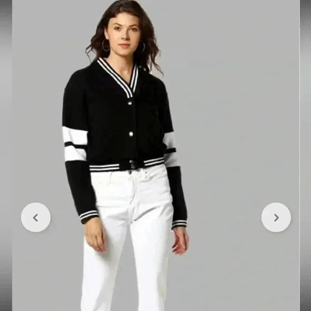 [L]Smyth Campus Sutra  Striped Snap Button-Down Bomber Jacket Women